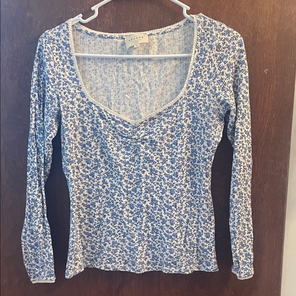 Sezane long sleeves floral top size M